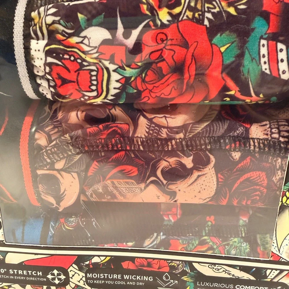 Ed Hardy Performance Boxer Briefs 4 Pack (LG 36-38) Stretch Skulls Roses Tattoo